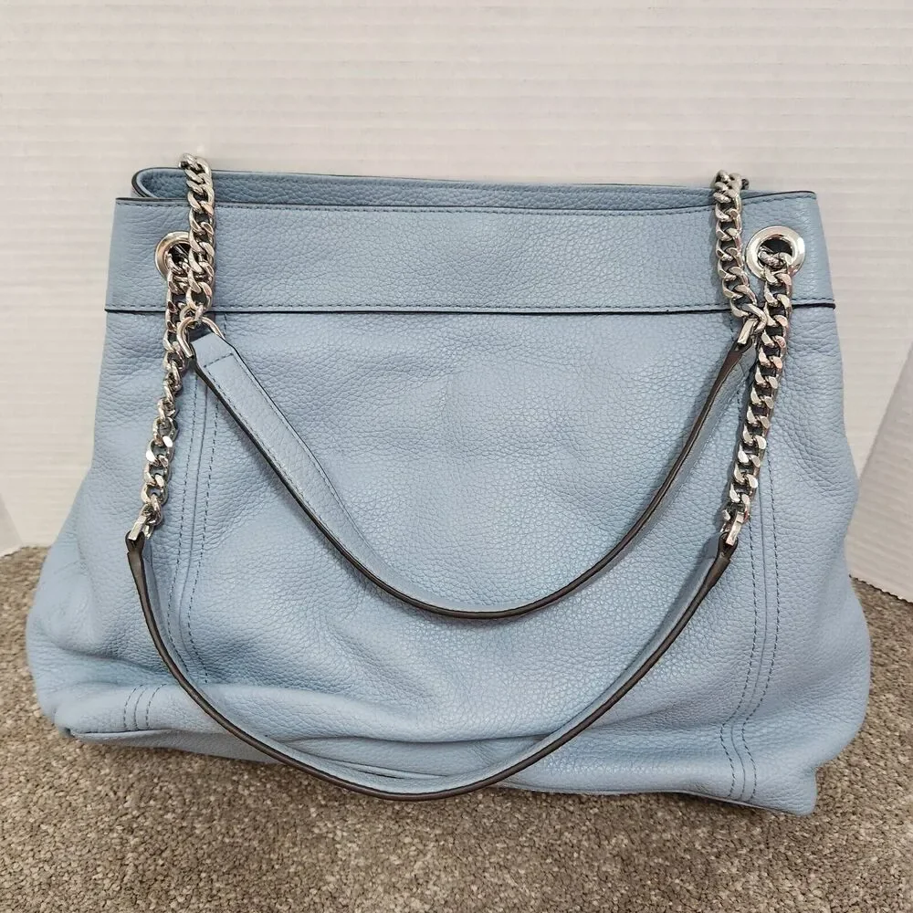 MICHAEL KORS Jet Set Item Large Chain Shoulder Tote in Pebbled Leather P…
